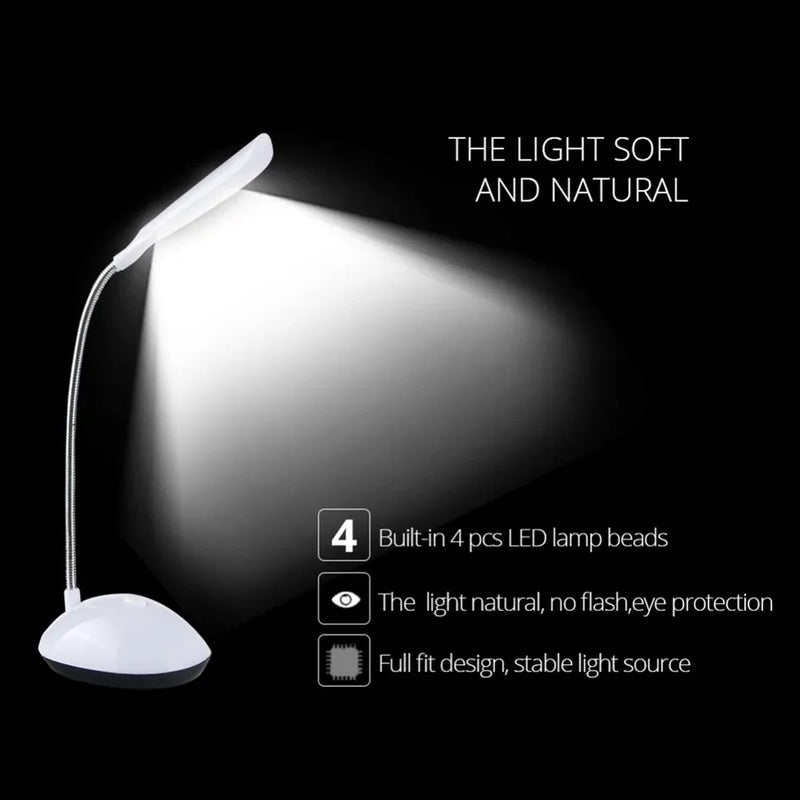 0255A Fashion Wind LED Desk Light, LED Lamps Button Control, Portable Flexible Neck Eye-Caring Table Reading Lights for Reading / Relaxation / Bedtime