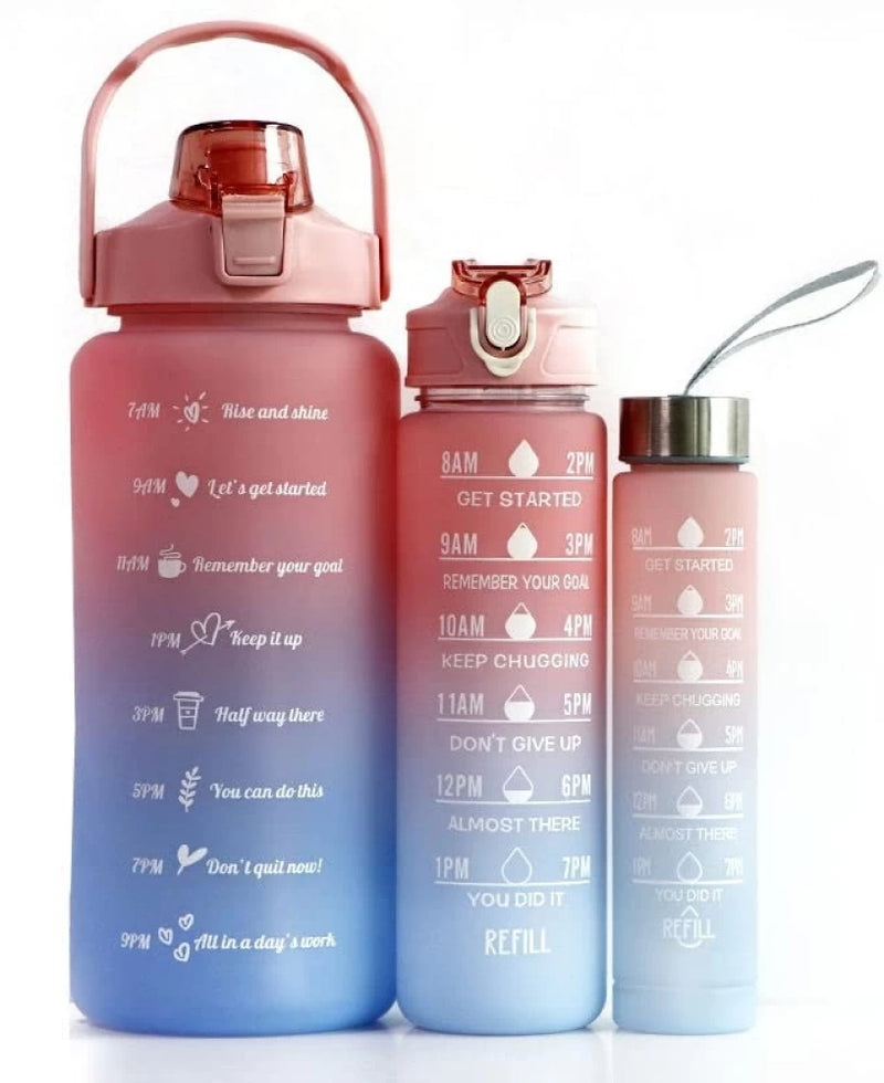 3 Pack Motivational Water Bottles Set