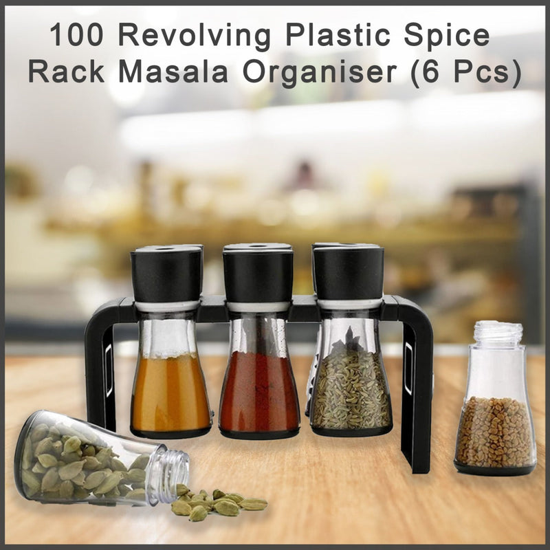 100 Revolving Plastic Spice Rack Masala Organiser (6 Pcs) 